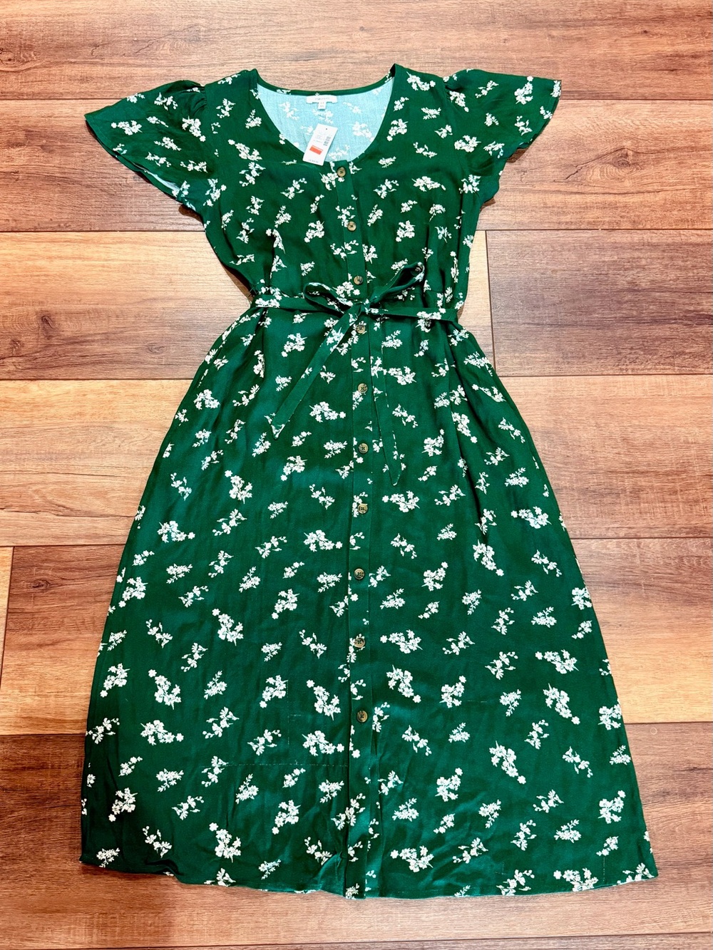 NWT Maurices Emerald Green Floral Dress Size X-Small